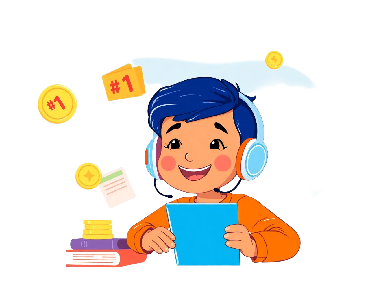Child with headphones learning with Edumasti